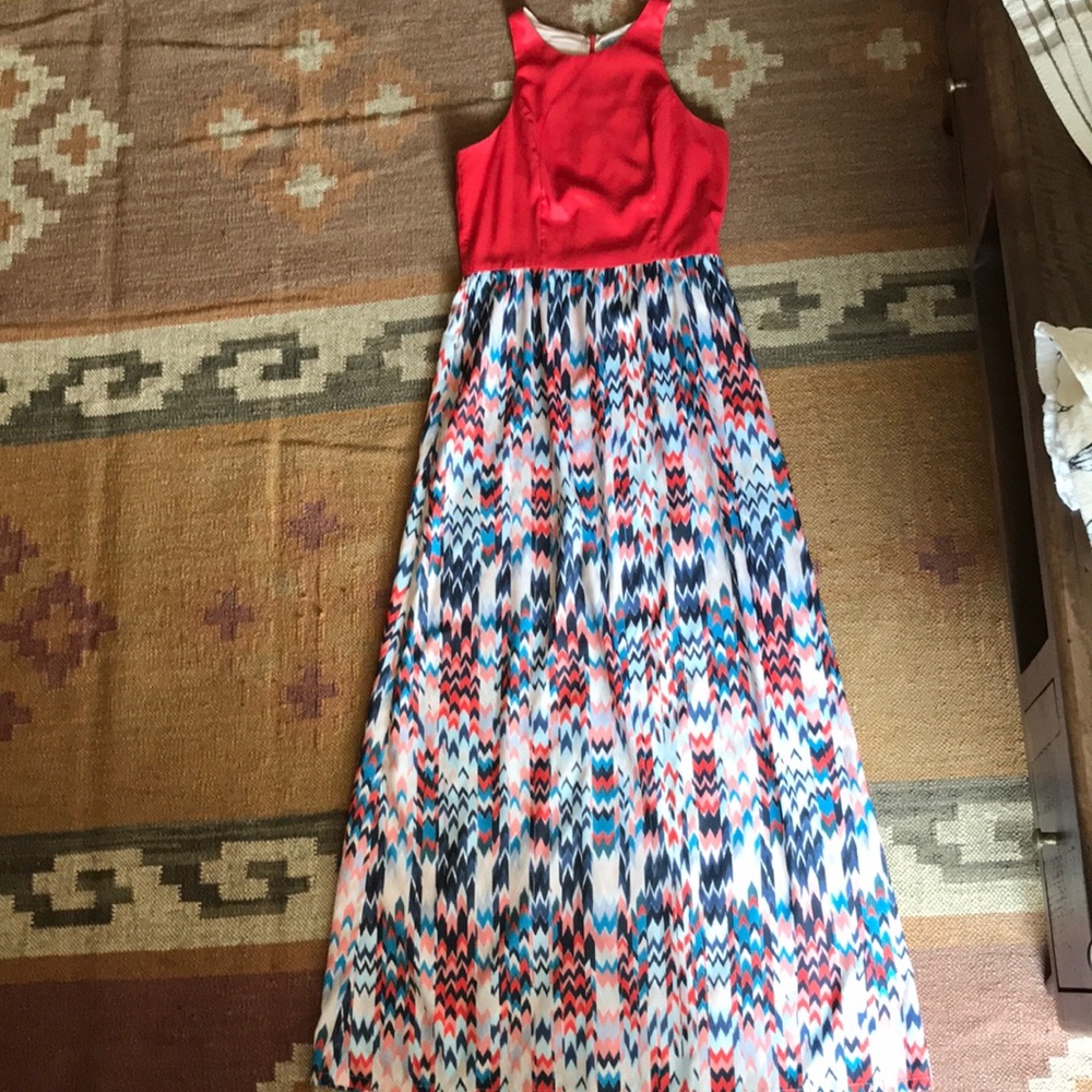 Abbeline coral print maxi dress